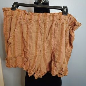 Time And Tru Women's Size XL Brown/Pink Striped Paper Bag Shorts